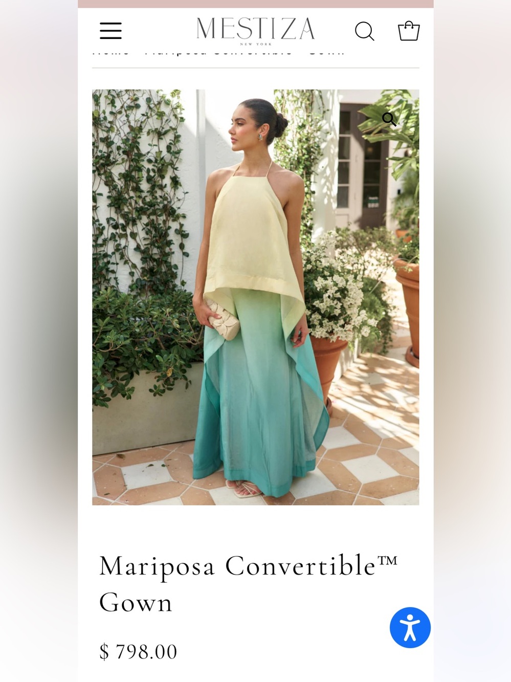 Mestiza Mariposa Convertible High-Low Dress in Yellow to Teal Ombre